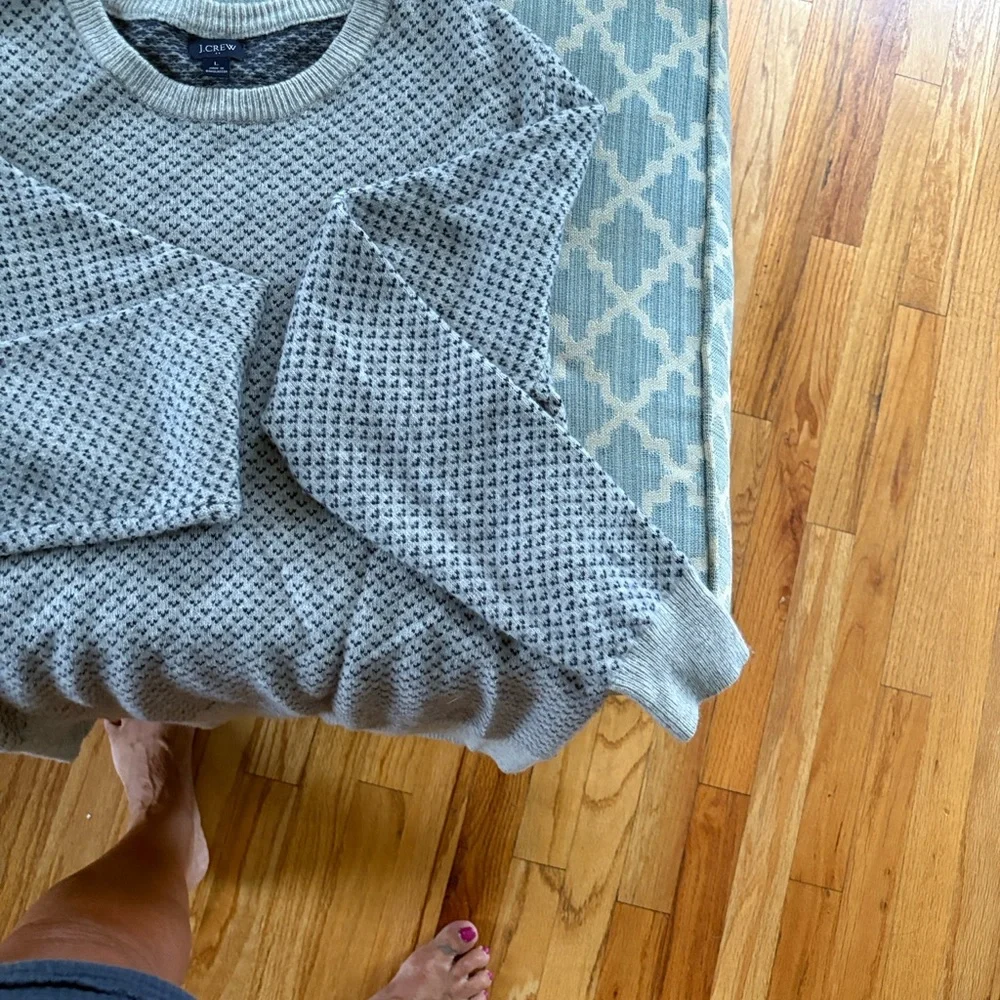 J. Crew Men's Heather Gray Textured Crewneck Sweater